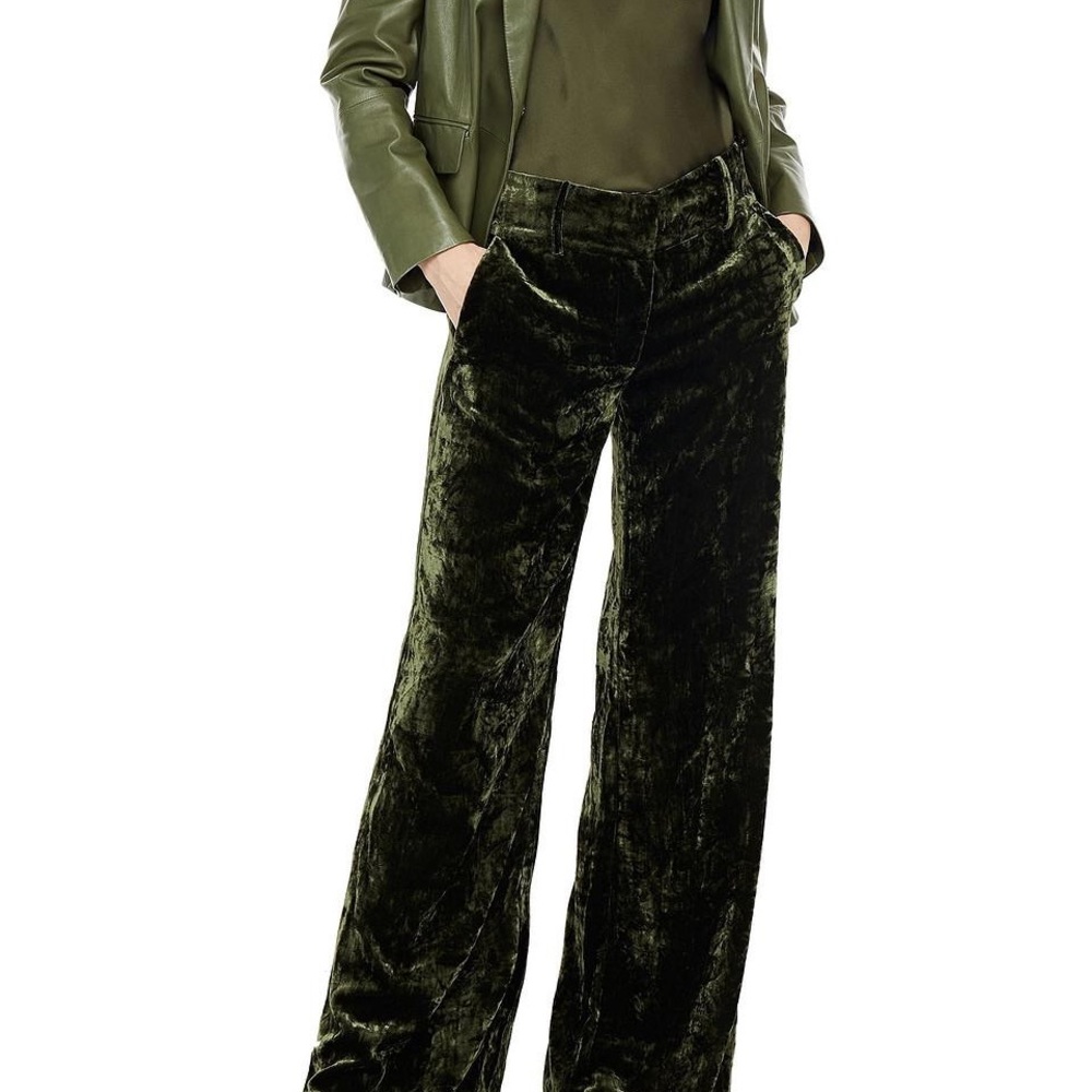 Frame Brand SOFT crushed velvet forest green pants